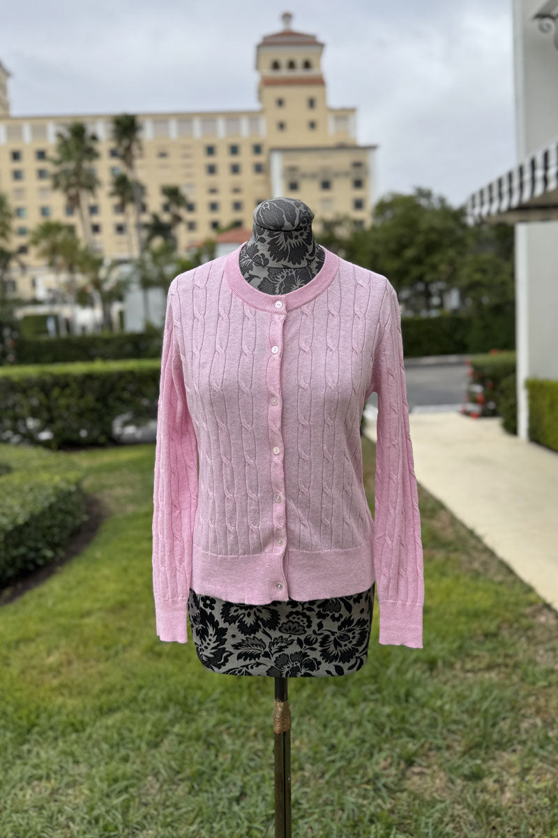 April Cable Sweater in Bermuda Pink - Mildred Hoit