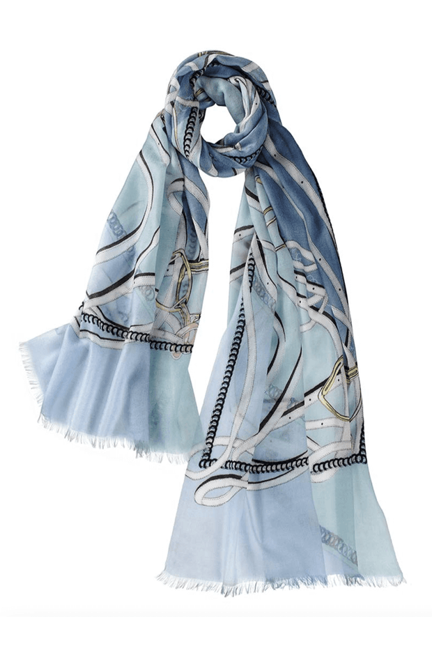 Cheval Cashmere Printed Shawl in Marine