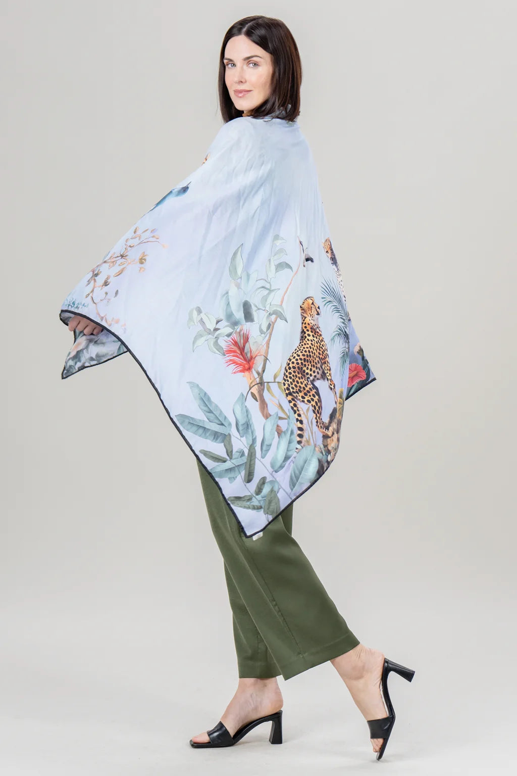 Grande Cheetah Scarf in Cerulean