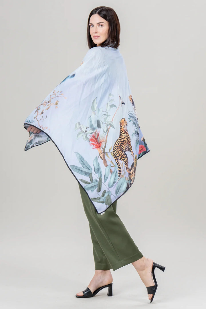 Grande Cheetah Scarf in Cerulean