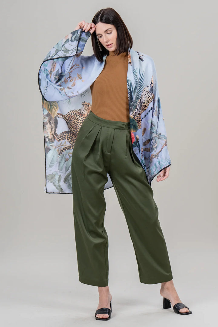 Grande Cheetah Scarf in Cerulean