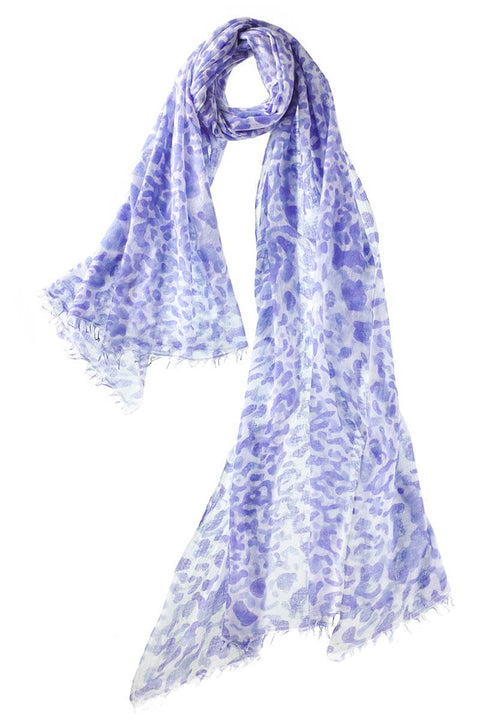 Felted Leopard Cashmere Shawl - Periwinkle