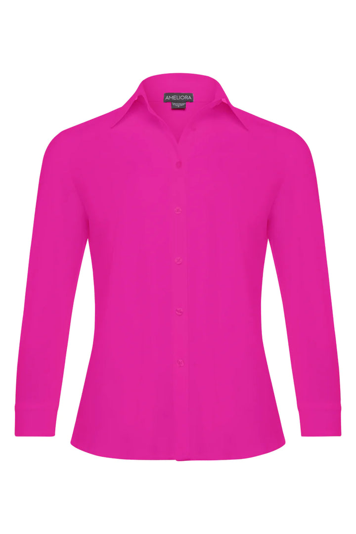 Diane Shirt in Hot Pink available at Mildred Hoit in Palm Beach.