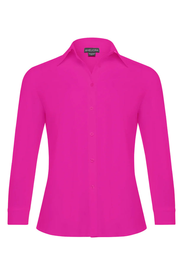 Diane Shirt in Hot Pink available at Mildred Hoit in Palm Beach.