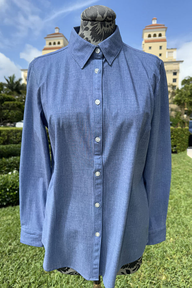Sullivan Top in Indigo available at Mildred Hoit in Palm Beach.