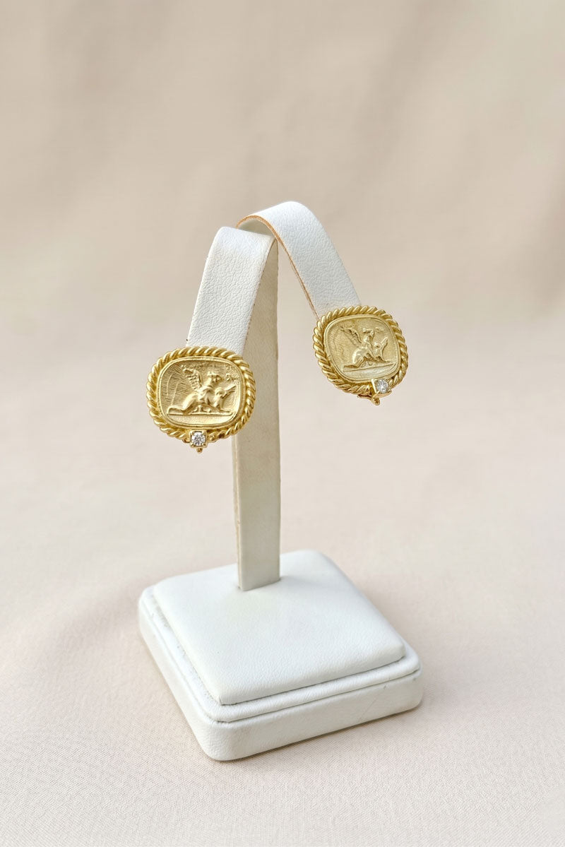 Gold Angel and Diamond Earrings - Mildred Hoit