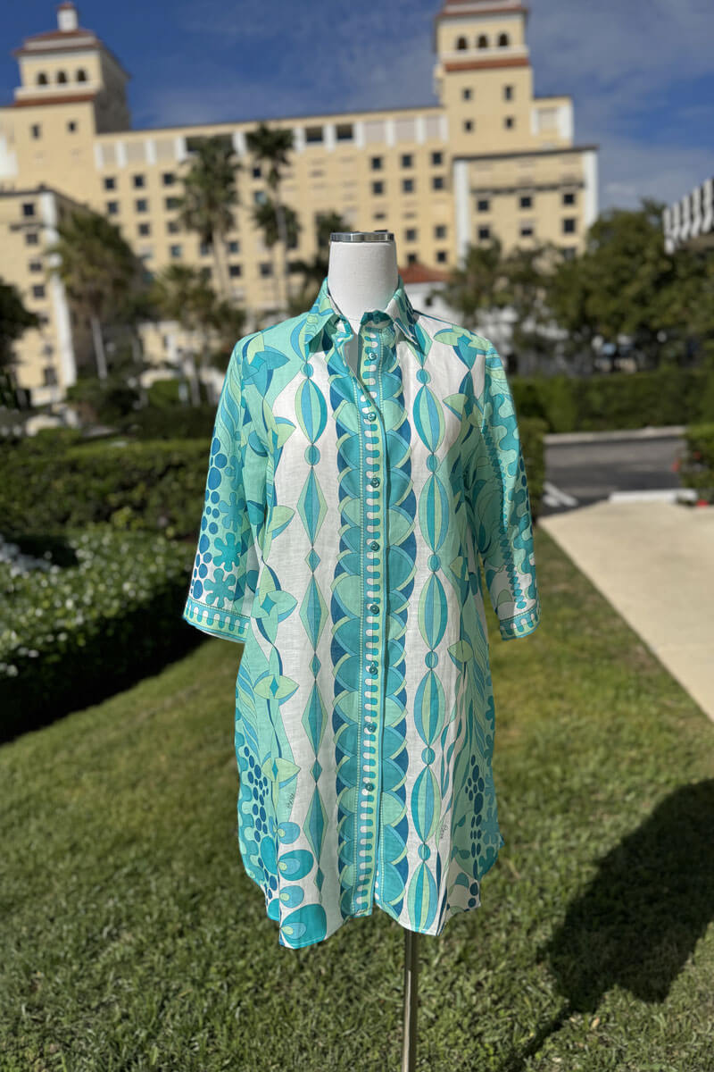 Averardo Bessi Linen Dress in Domino 013 available at Mildred Hoit in Palm Beach.