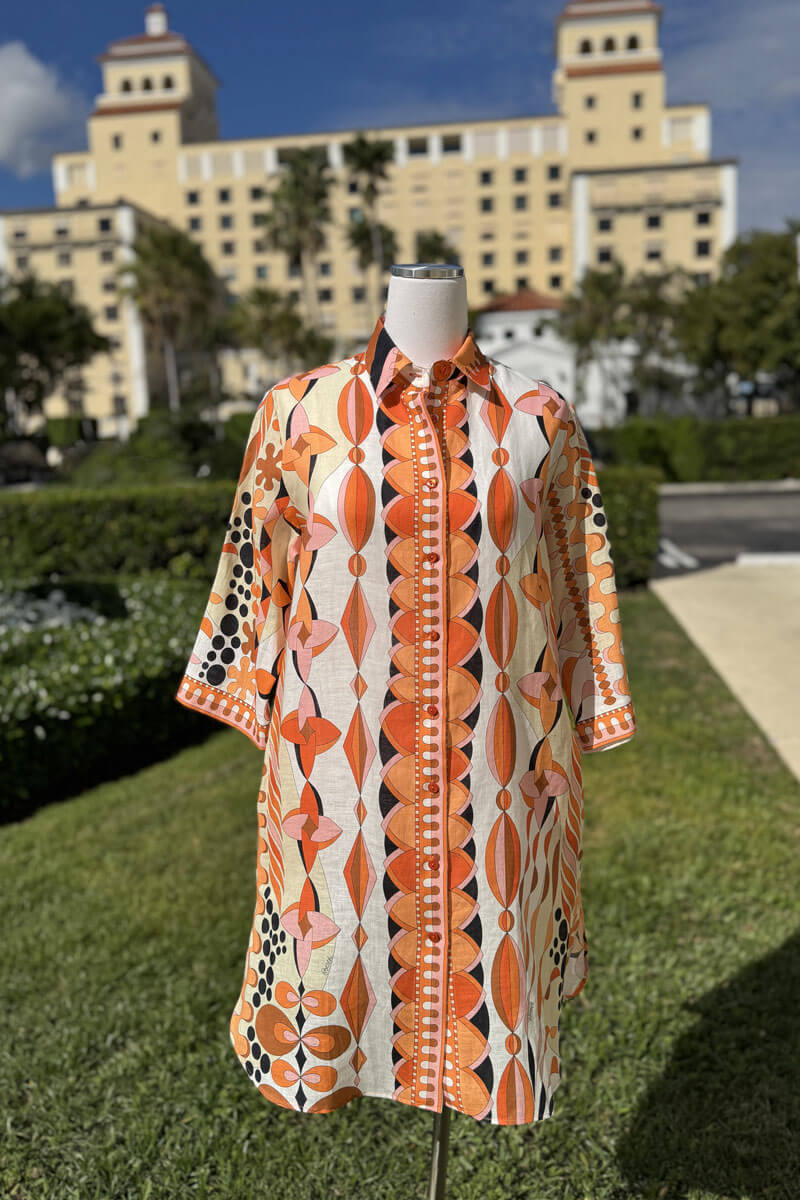 Averardo Bessi Linen Button Down Dress in Domino 012 available at Mildred Hoit in Palm Beach.