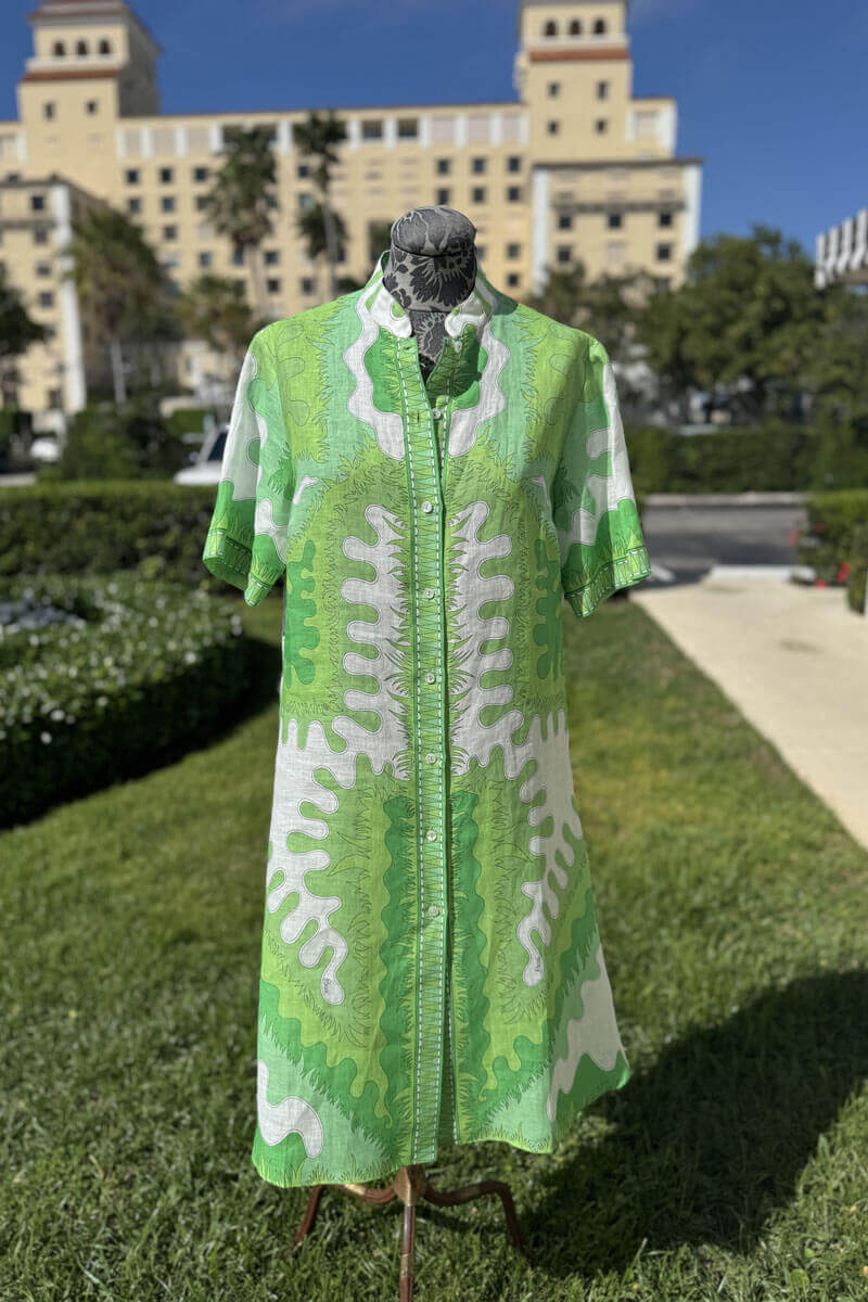 Averardo Short Sleeve Linen Dress in Cruise 010 available at Mildred Hoit in Palm Beach.