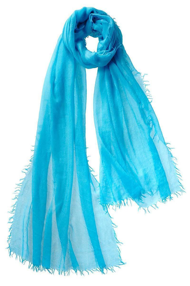 Alta Cashmere Shawl in Cyan available at Mildred Hoit in Palm Beach.