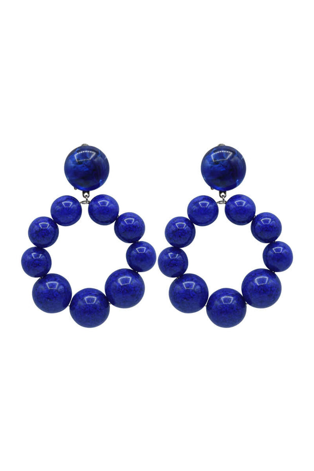 Parisian Royal Blue Beaded Drop Earrings available at Mildred Hoit in Palm Beach.