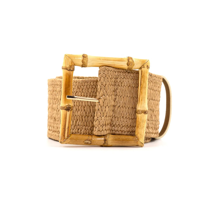 Elastic Belt with Bamboo in Khaki