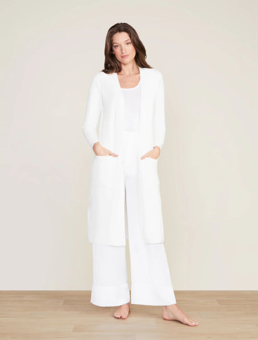 Barefoot Dreams Long Cardi in Pearl - Mildred Hoit