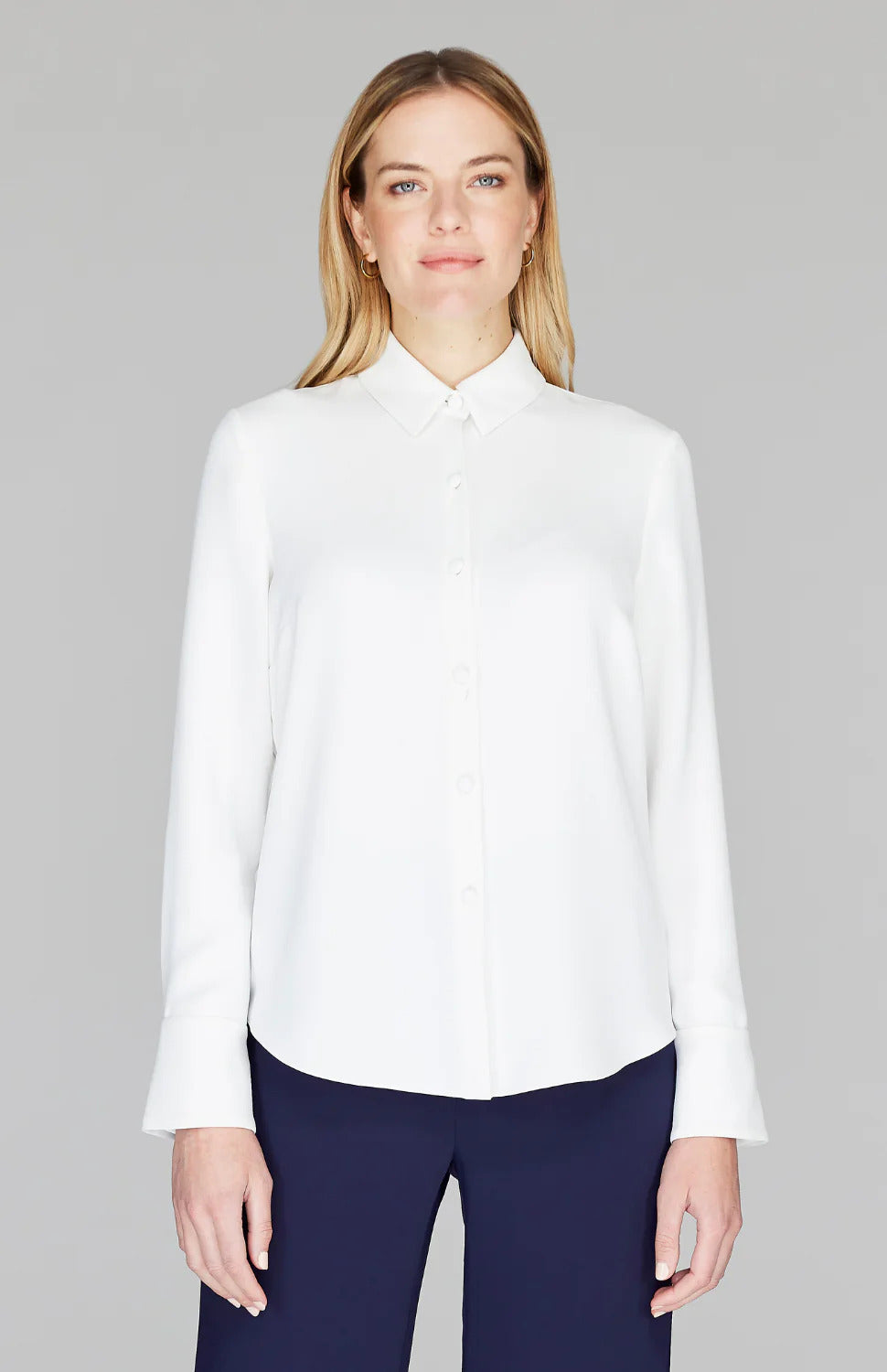 Emmelle Luxurious Crepe Tailored Button Down Blouse