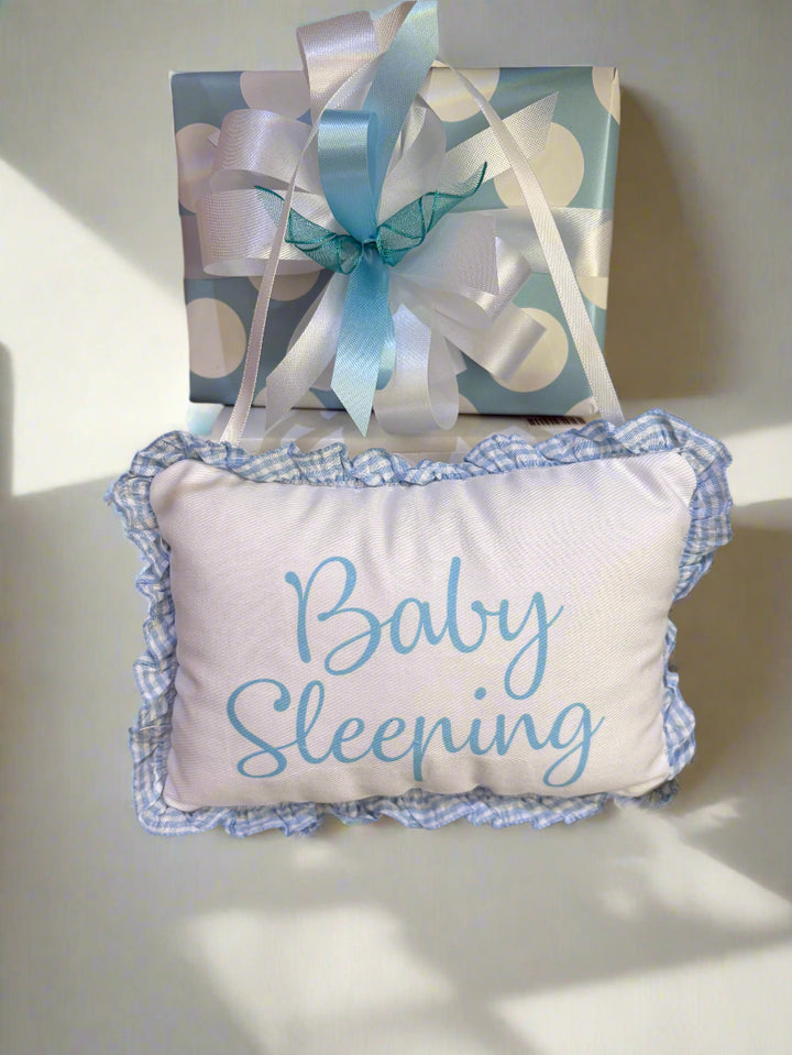 Baby Sleeping Door Pillow in Blue