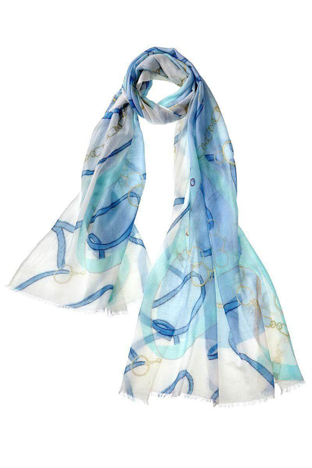 Cavallo Cashmere Printed Shawl - Turquoise available at Mildred Hoit in Palm Beach.