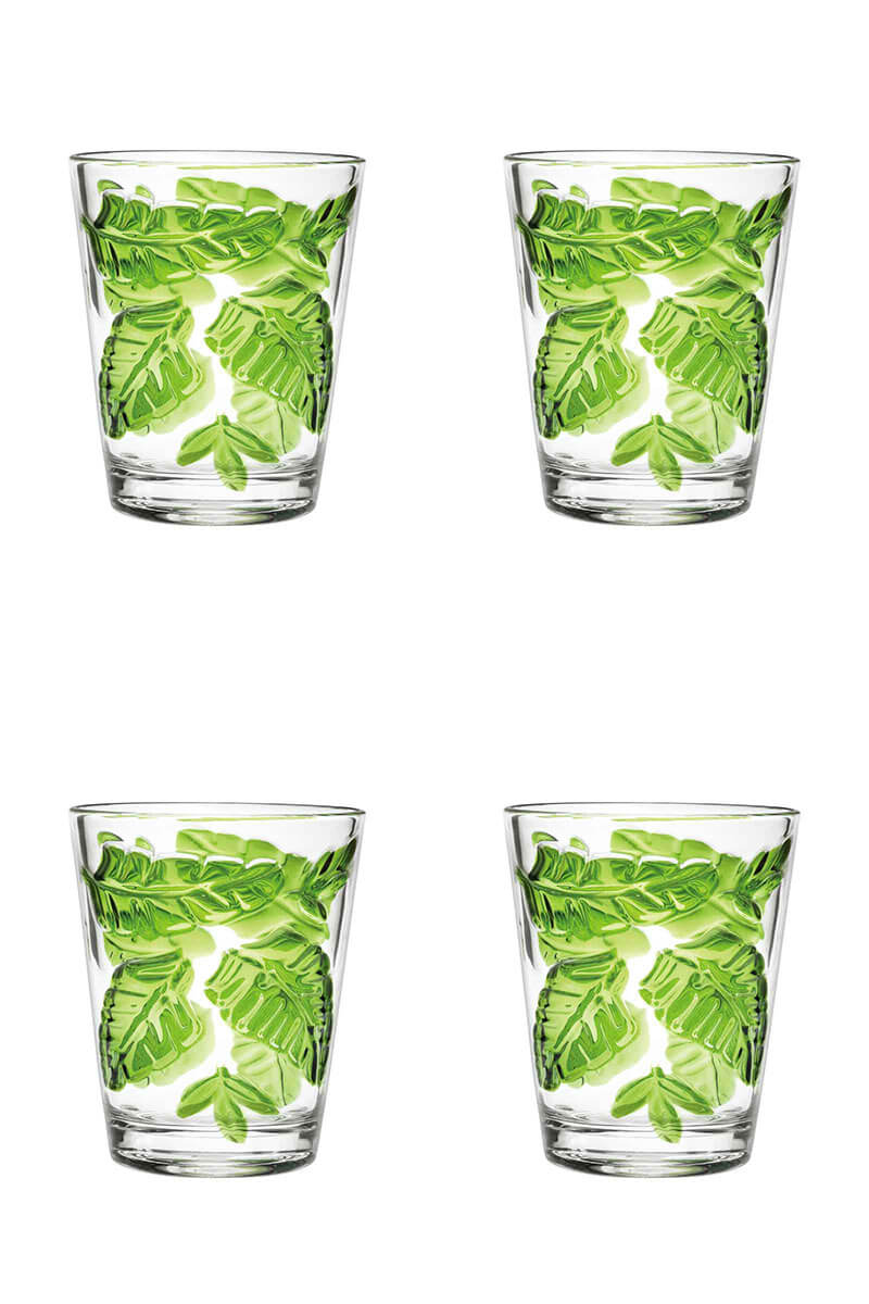 Tropical Leaves Tumblers- Set of 4 - Mildred Hoit