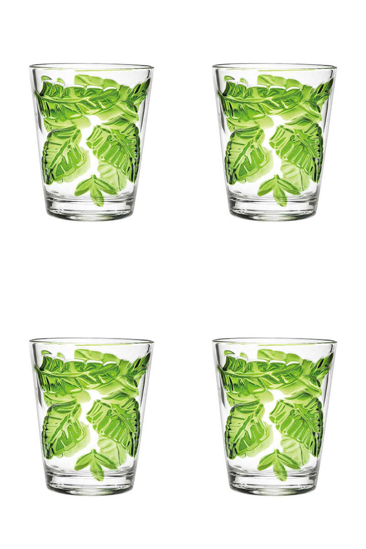 Tropical Leaves Tumblers- Set of 4 - Mildred Hoit