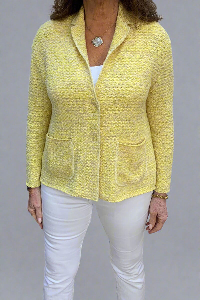 Base Milano Knit Jacket in Yellow - Mildred Hoit