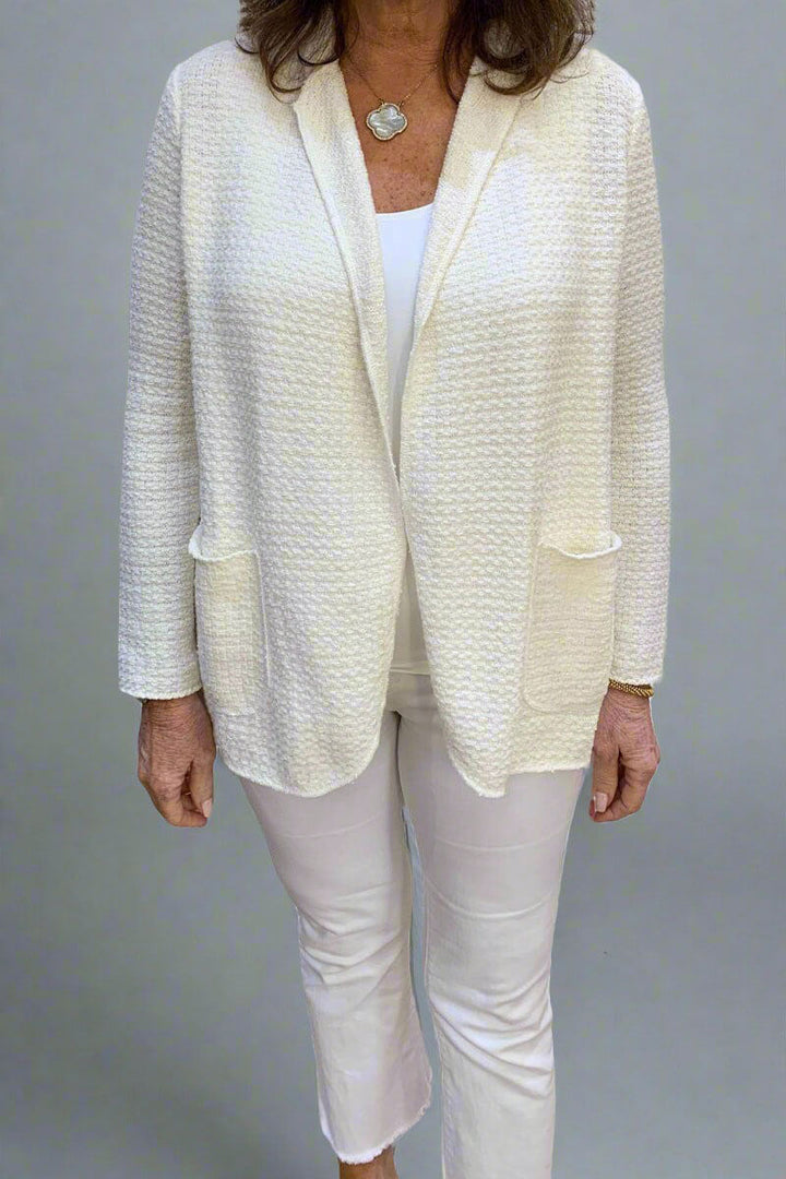 Base Milano Open Knit Sweater in White - Mildred Hoit