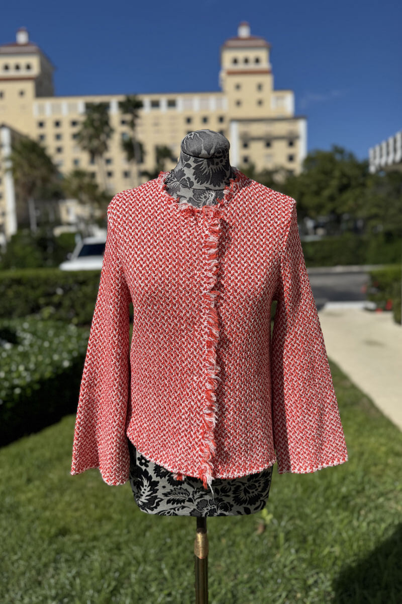 Italian Cotton Jacket in Red and White available at Mildred Hoit in Palm Beach.