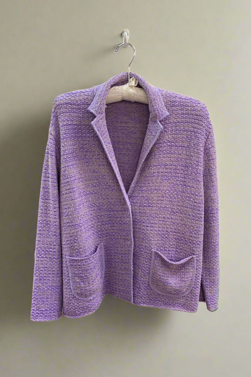 Base Milano Knit Jacket in Purple - Mildred Hoit