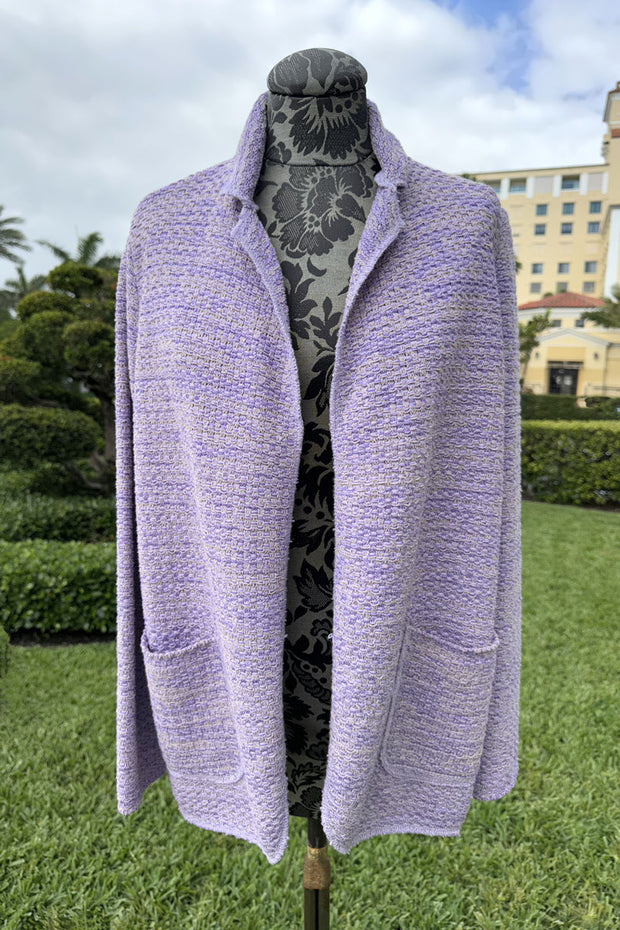 Base Milano Open Knit Sweater in Purple