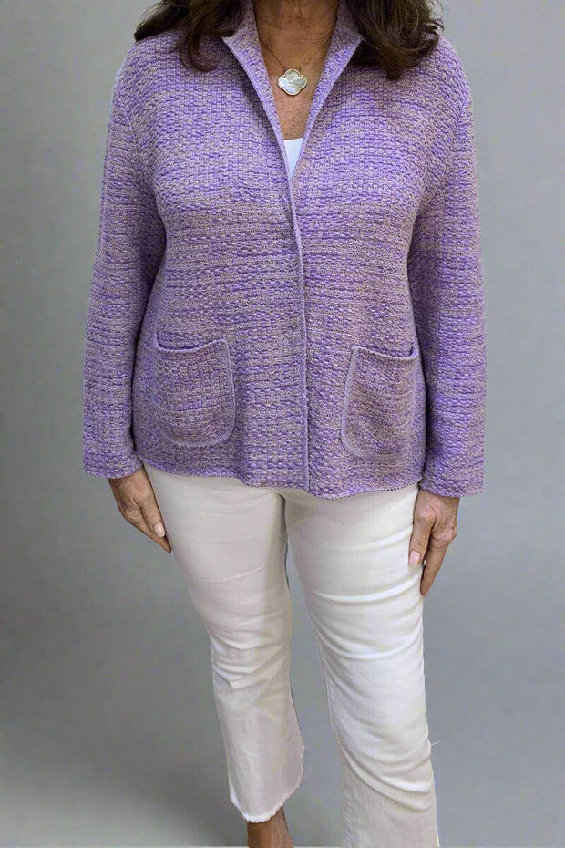 Base Milano Knit Jacket in Purple available at Mildred Hoit in Palm Beach.