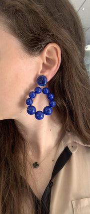 Parisian Royal Blue Beaded Drop Earrings
