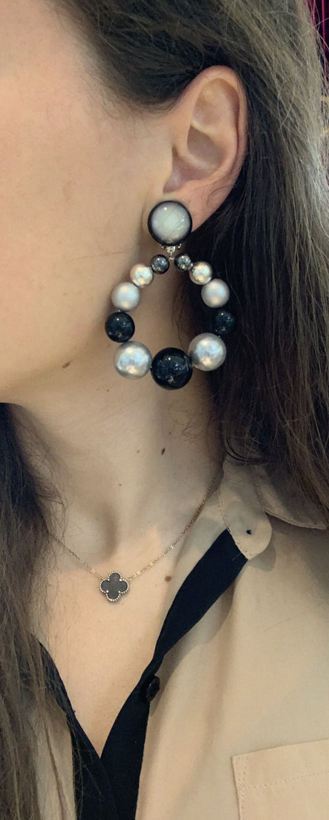 Parisian Multi Color Pearl Beaded Drop Earrings