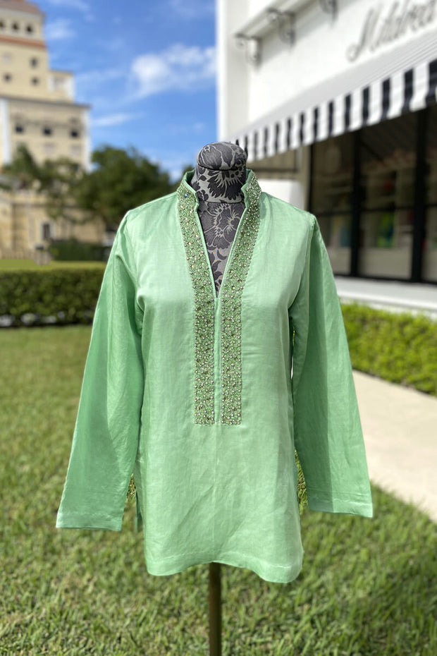 Bella Tu Kara Tunic in Pear available at Mildred Hoit in Palm Beach.