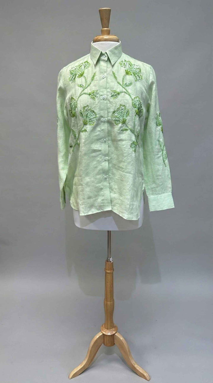 Bella Tu Lisa Linen Shirt in Green