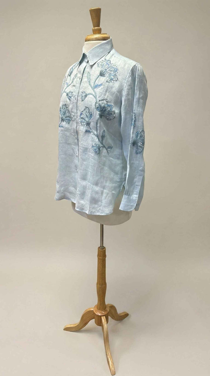 Bella Tu Lisa Linen Shirt in Light Blue