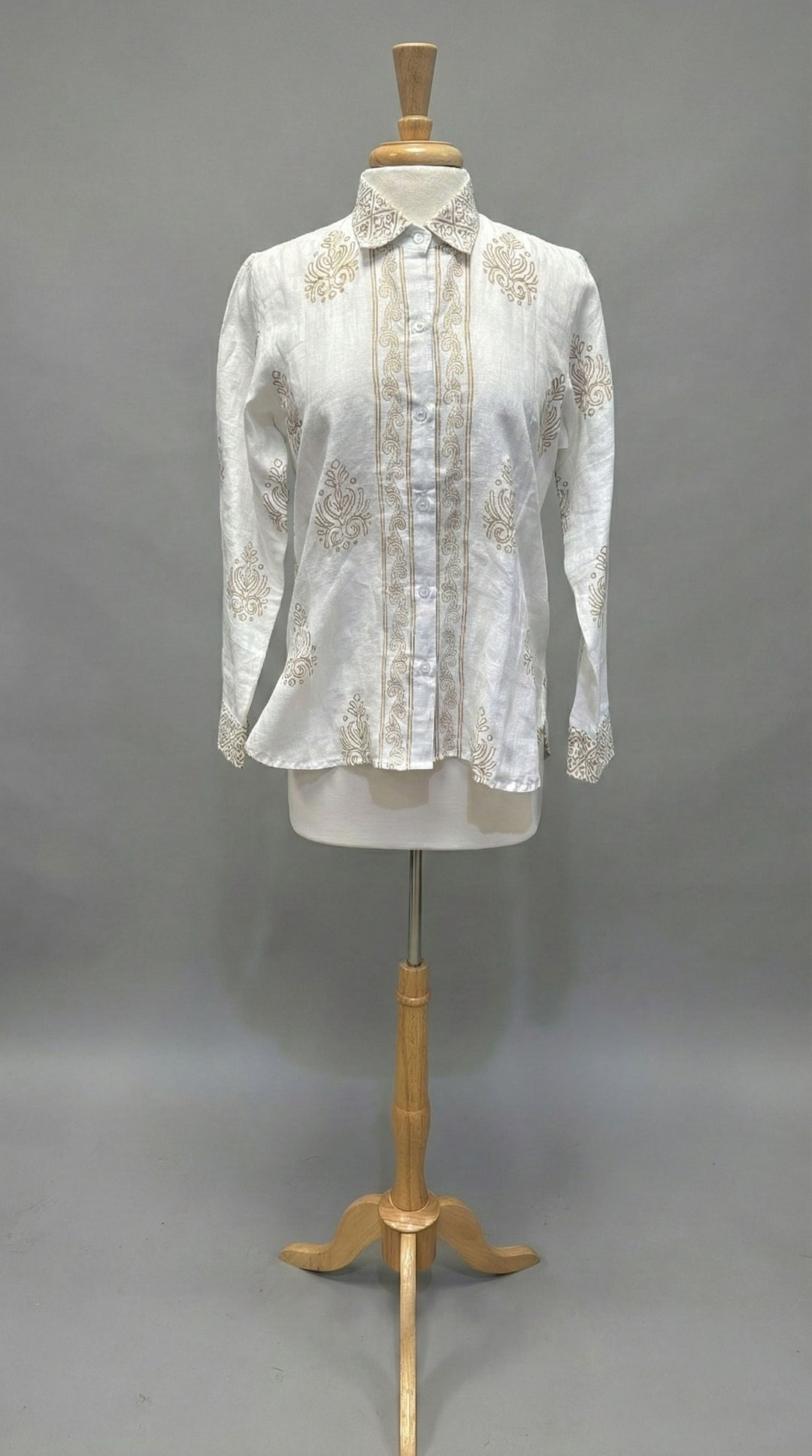 Bella Tu Rani Shirt in White Linen - Mildred Hoit