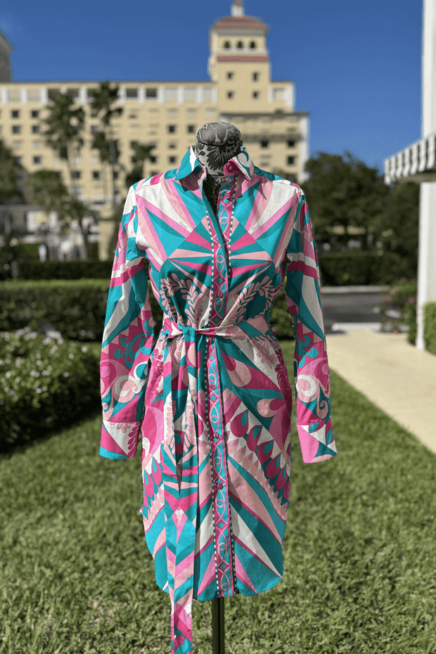 Averardo Bessi Belted Cotton Dress in Record 005 available at Mildred Hoit in Palm Beach.