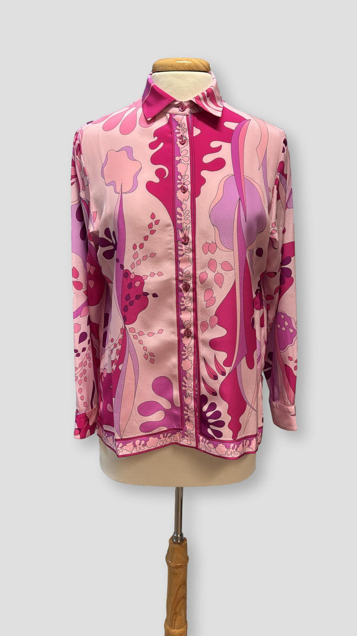 Averardo Bessi Silk Button-Down Blouse in Calypso 004