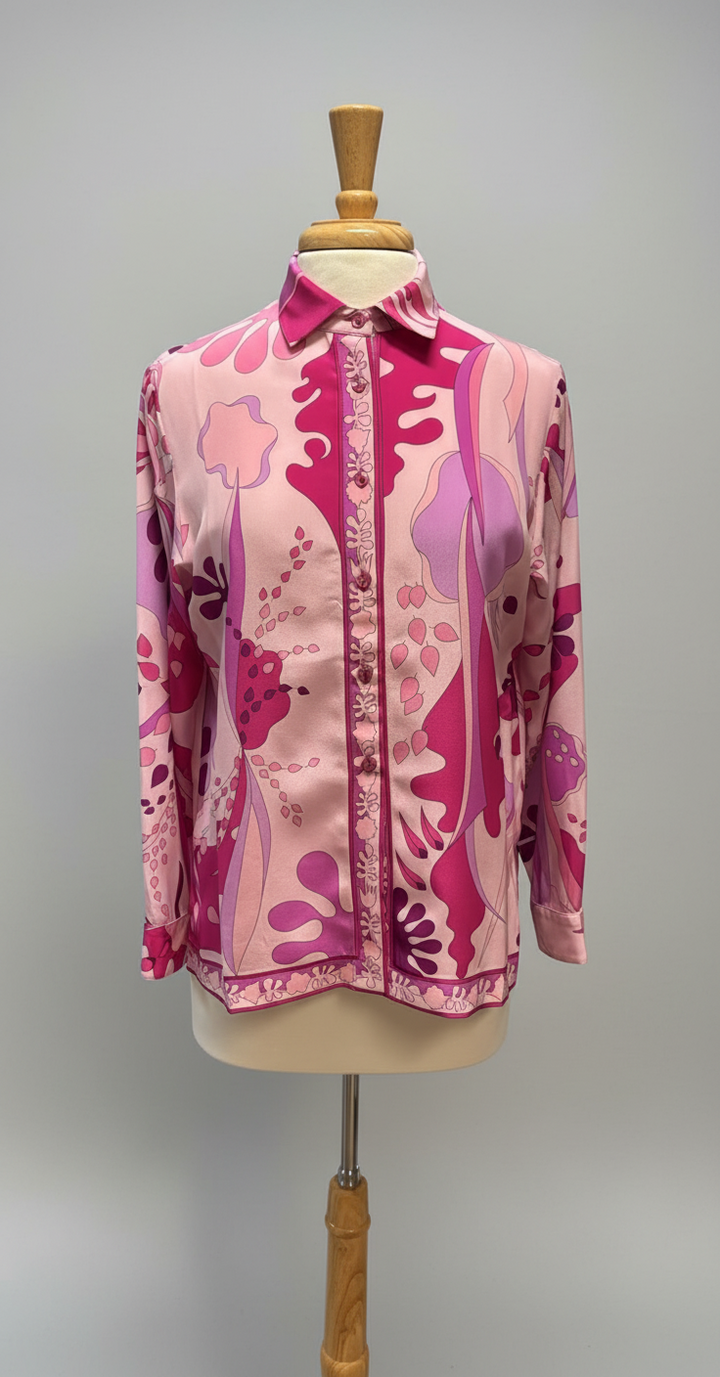 Averardo Bessi Silk Button-Down Blouse in Calypso 004
