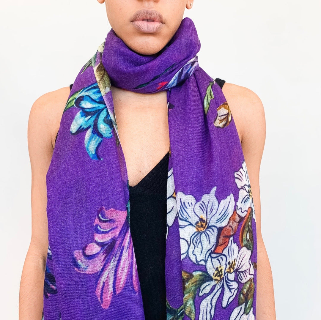 Floral Purple Scarf