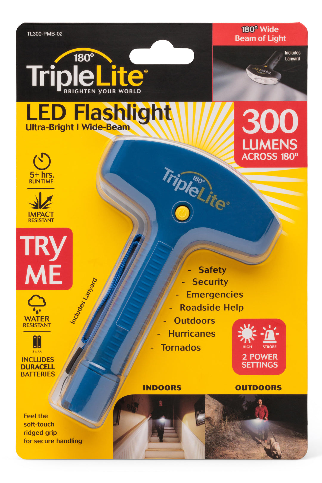 TripleLite 180-Degree Wide-Beam LED Flashlight in Blue - Mildred Hoit