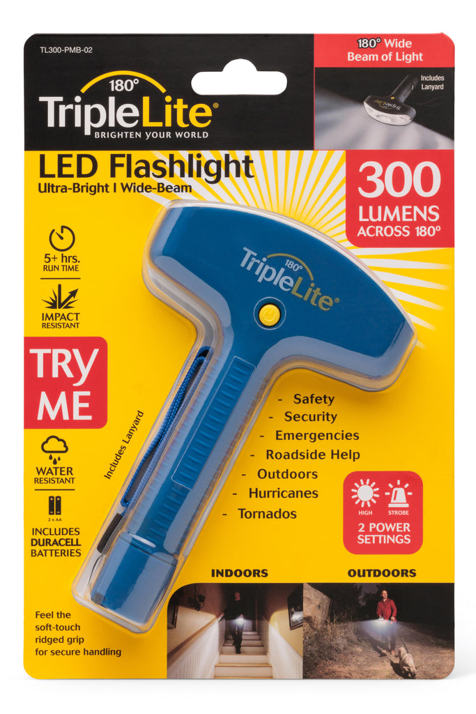 TripleLite 180-Degree Wide-Beam LED Flashlight in Blue | Mildred Hoit