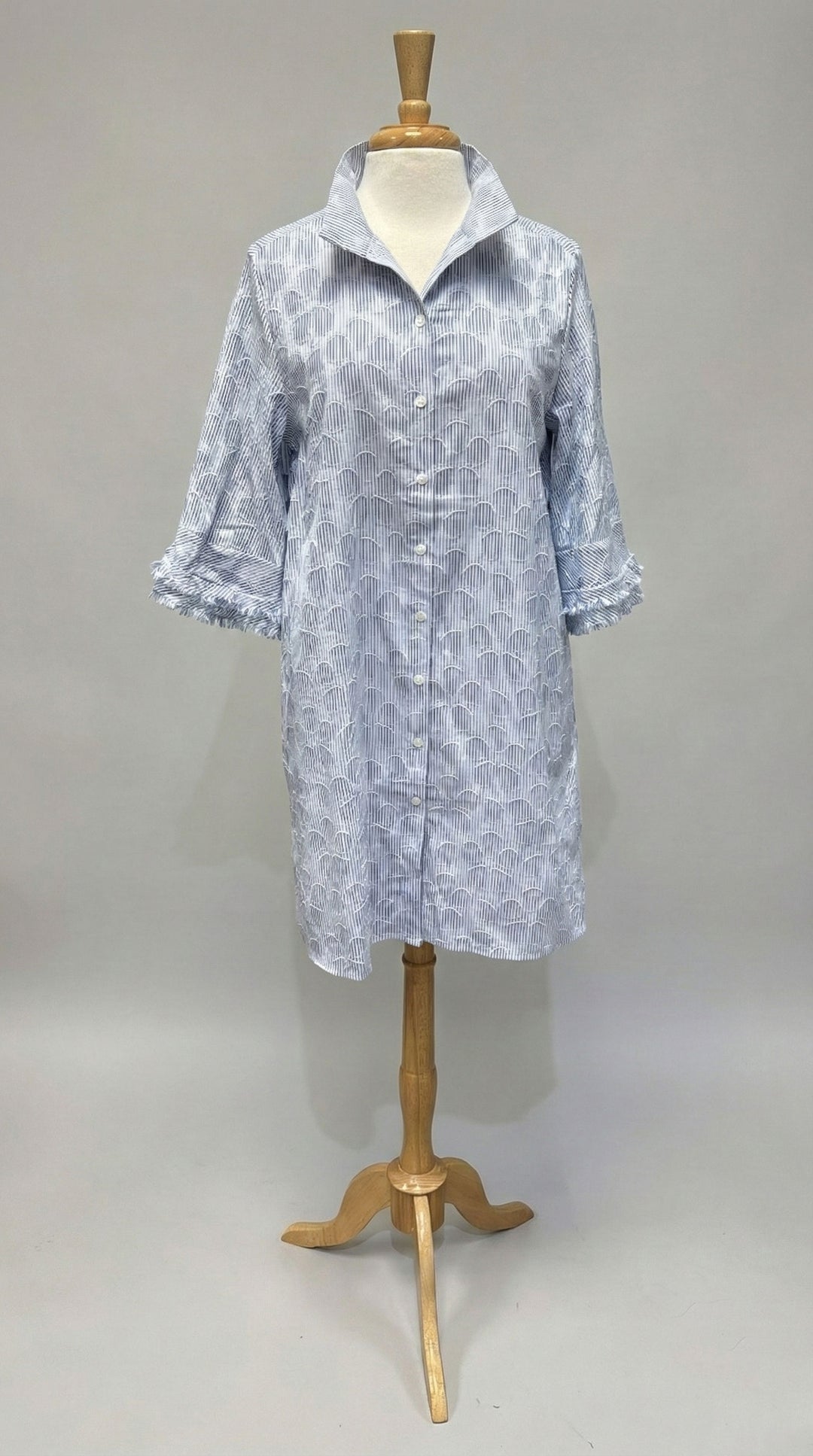 Blue & White Striped Floral Dress - Mildred Hoit