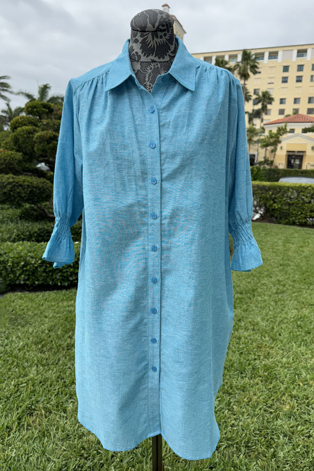 Turquoise Button Down Dress