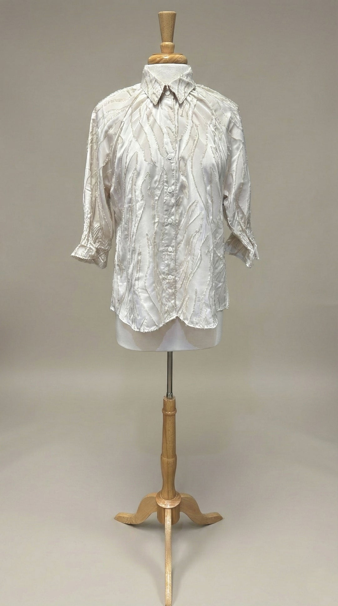 Sand Blouse with Eyelash Details - Mildred Hoit