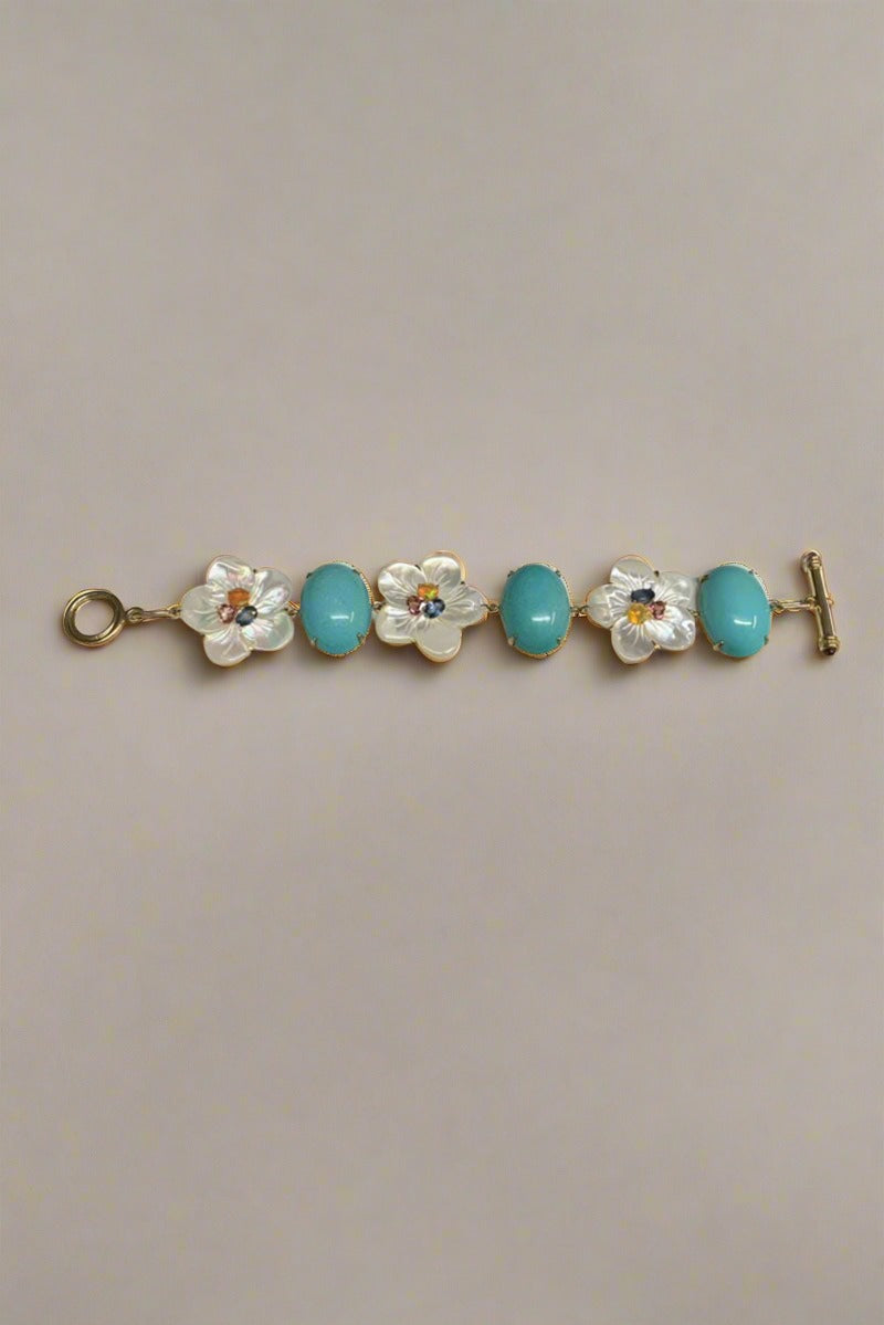 Mother of Pearl, Turquoise, Opal, and Tourmaline Bracelet - Mildred Hoit