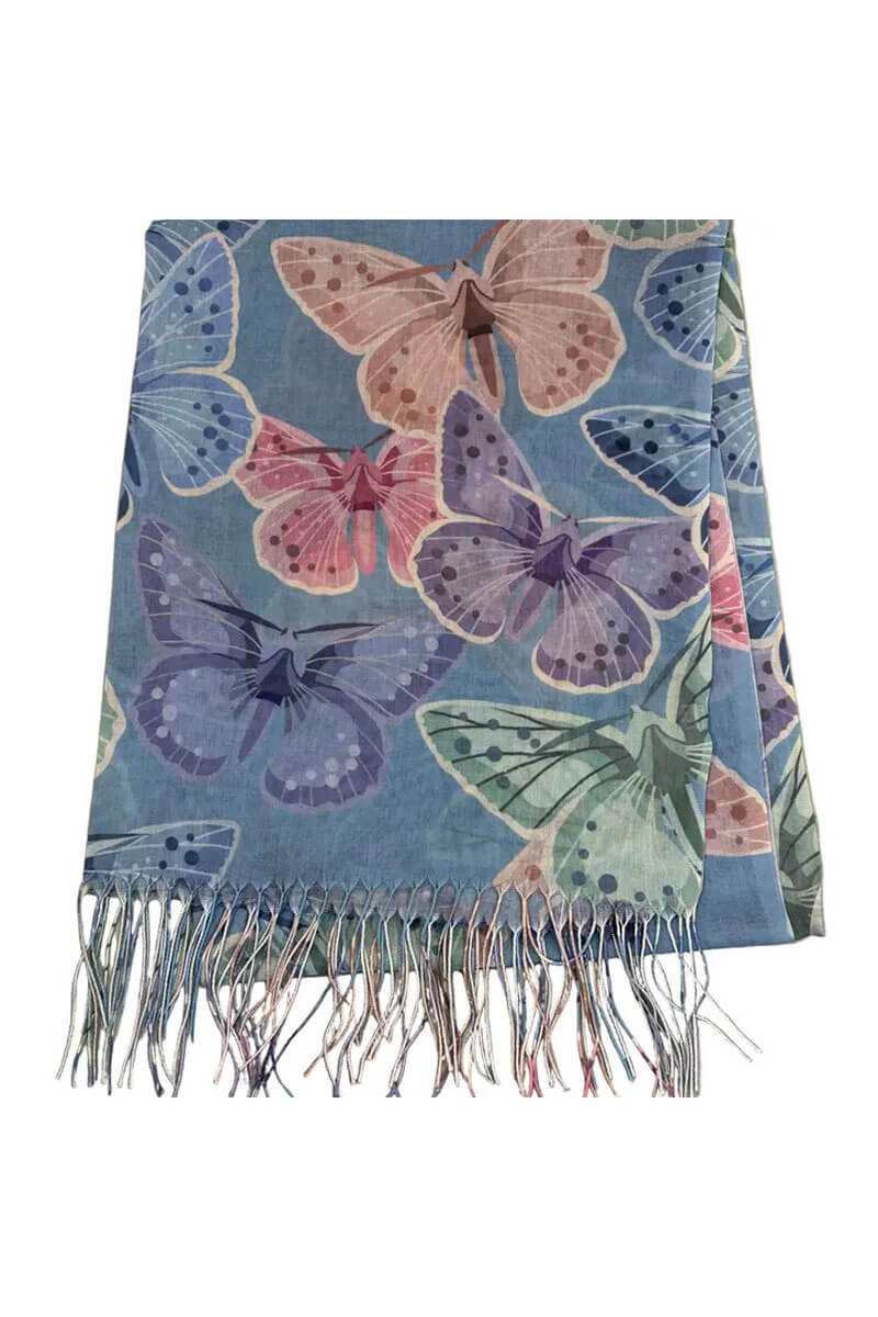 Butterfly Summer Scarf in Blue - Mildred Hoit