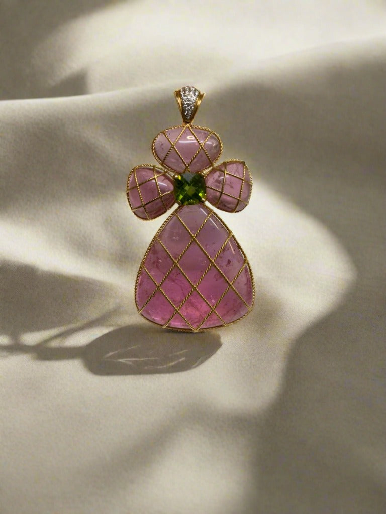 Tourmaline, Peridot, and Diamond Pendant - Mildred Hoit