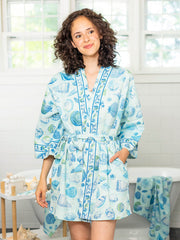 Shell Print Kimono available at Mildred Hoit in Palm Beach.