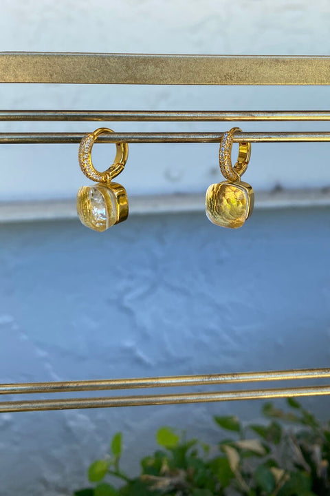 Pave Gold Crystal Earrings available at Mildred Hoit in Palm Beach.