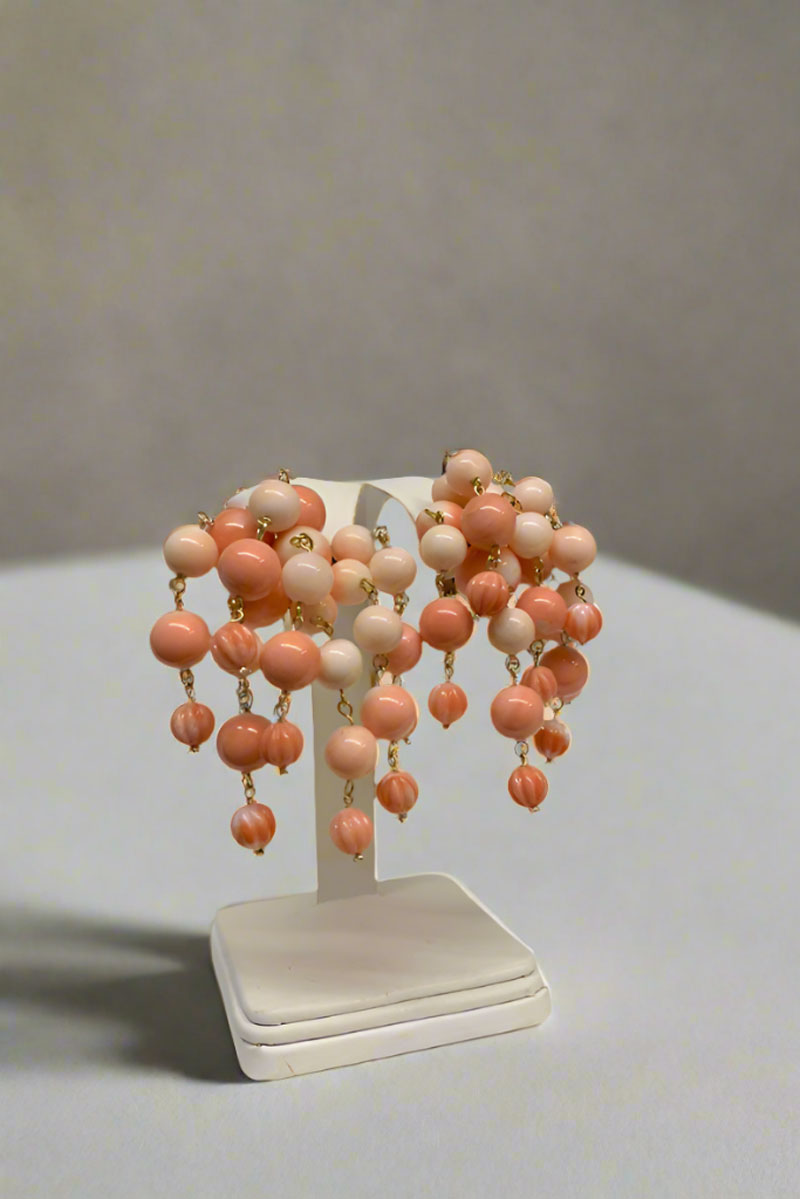 Coral and Diamond Earring - Mildred Hoit