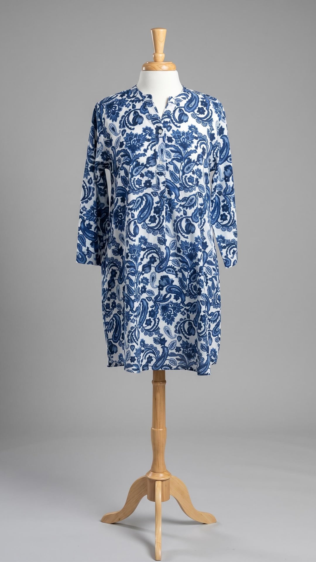 White & Royal Blue Floral Dress